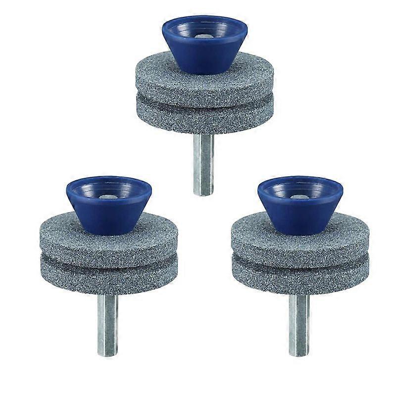 3 Pack Universal Lawn Mower Blade Sharpener, for Any Electric Drill and Hand Drill, Rotary Sharpening, Double Layer Grinder (Grey)