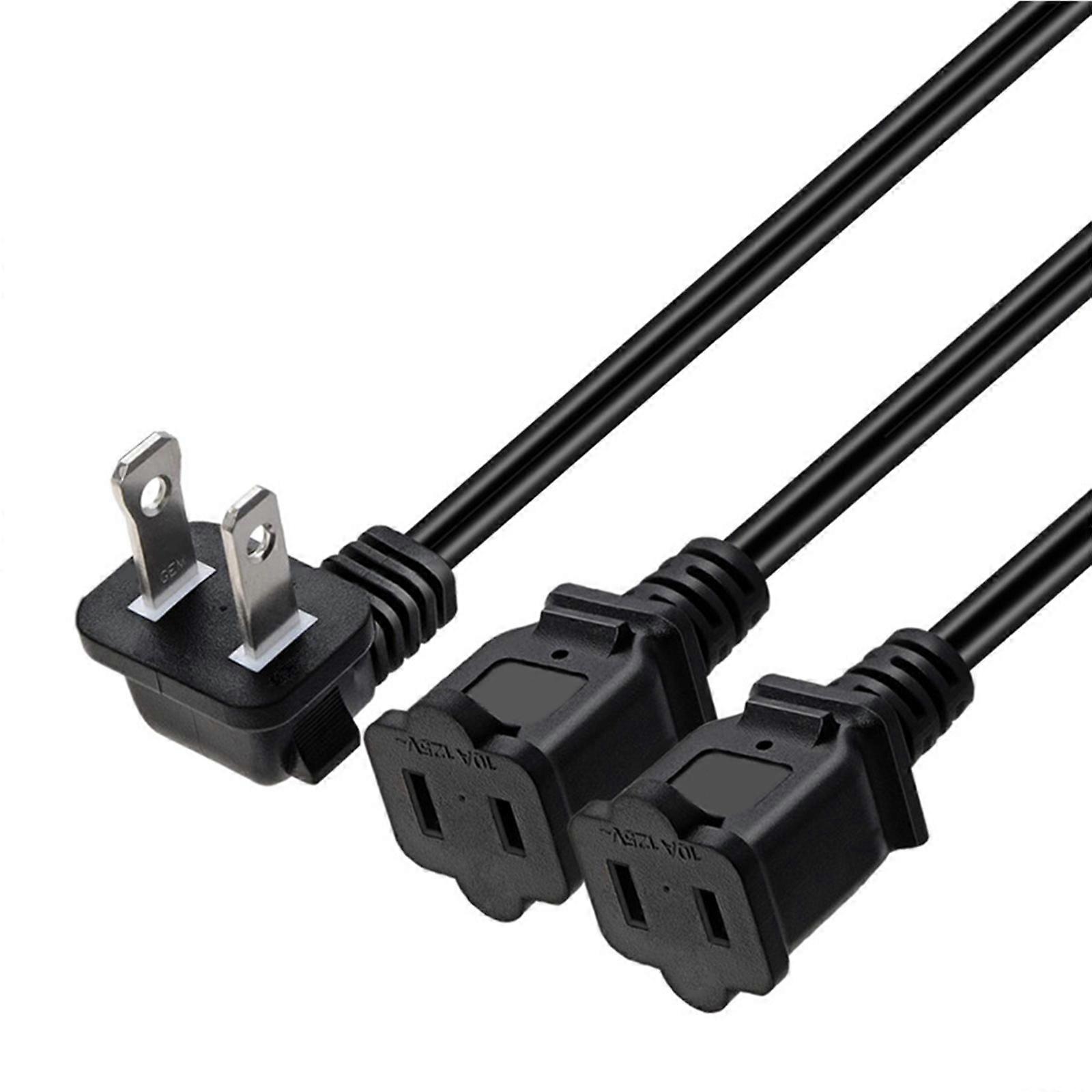 PVC 1x15P Right Bend Plug to 2x1-15R Power Adapter, ETL Certified Two-pin Plugs for Safe Electrical Conversions Cord