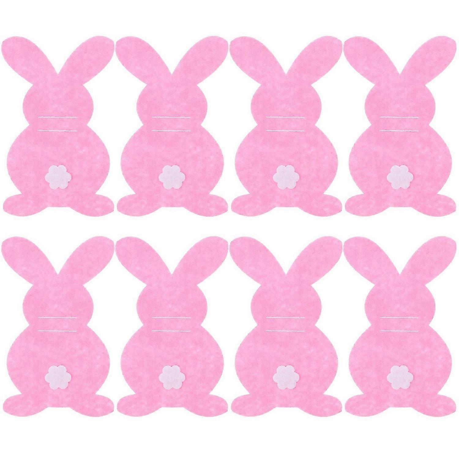 8pcs Silverware Sleeve Easter Party Silverware Bag Cutlery Holder Flatware Rabbit Shaped Pocket