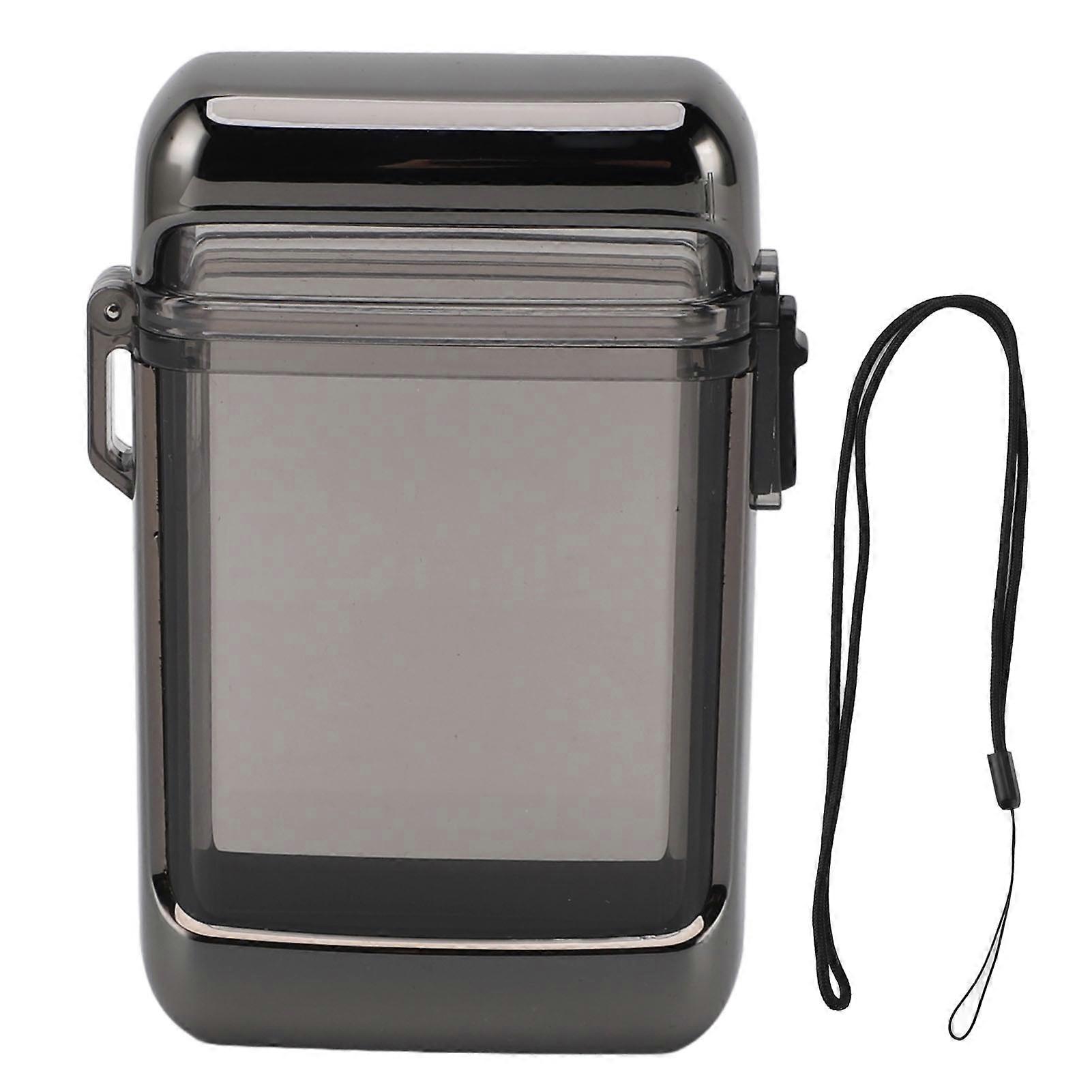 Clear Waterproof Plastic Cigarette Case with Rope, Black