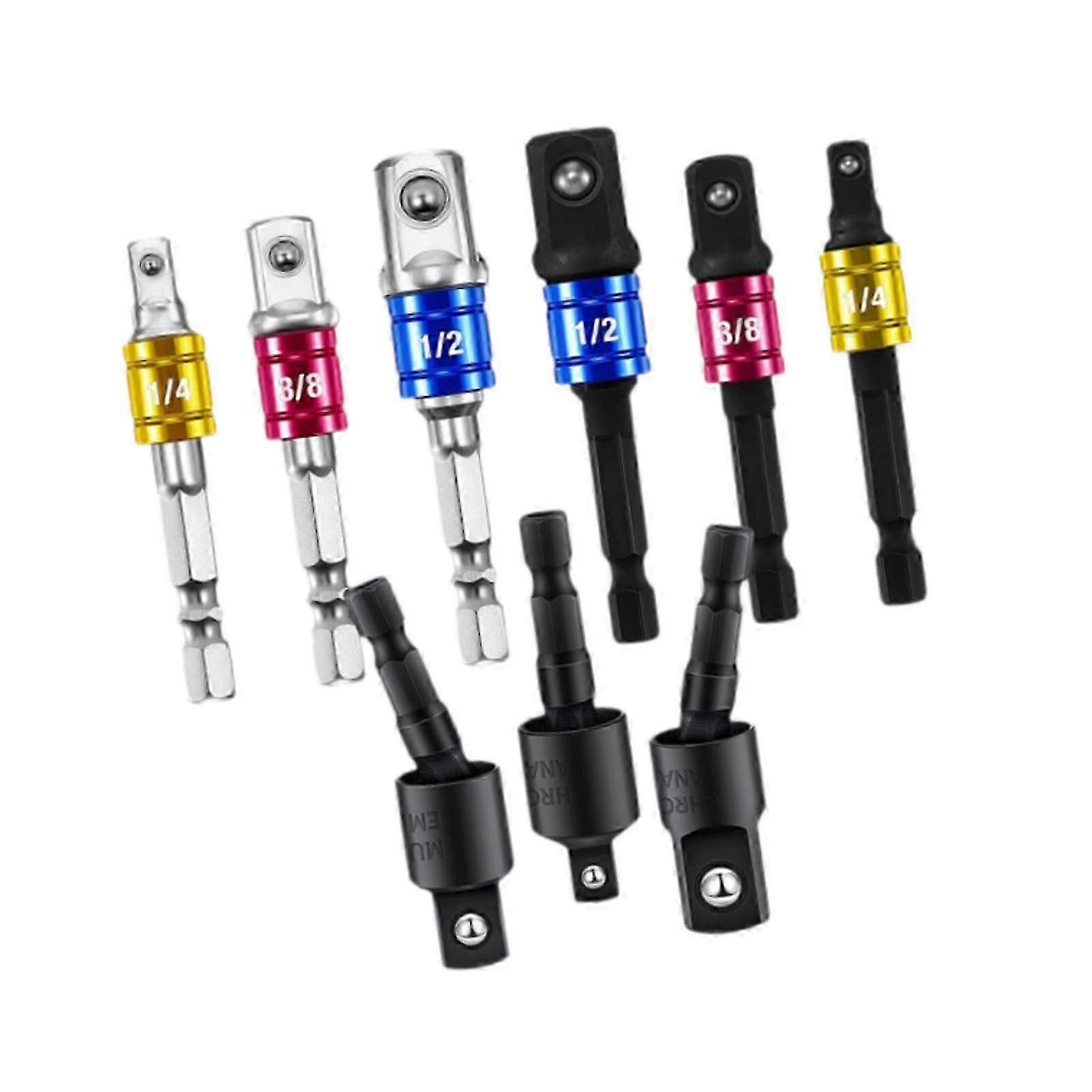 9-Piece Heavy-Duty Socket Adapter Extension Set Crafted from Steel for Industrial Tool Applications