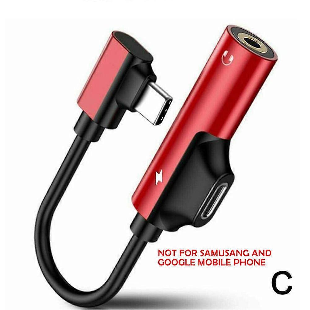 Red (C) $type-c to 3.5mm headphone adapter cable charging listening to music and calling elbow TYPEC headphone cable