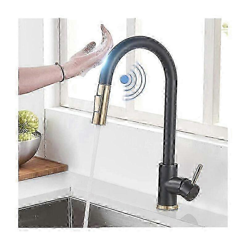 Touch Sensor Kitchen Faucet Suitable for Various Kitchens, Elegant Black Design for Modern Sinks