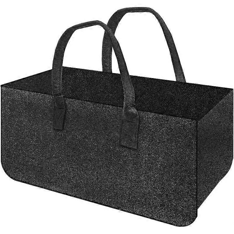 Felt bag with handle, firewood felt bag, felt shopping bag, foldable firewood basket, newspaper basket, 50 × 25 × 25cm