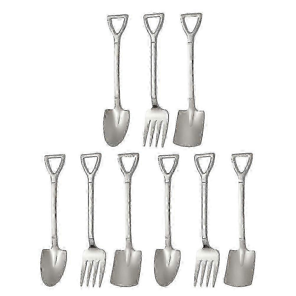 9個のビンテージスプーンセット - デザート、スープ、ティースプーン、ミニシャベル&スペード