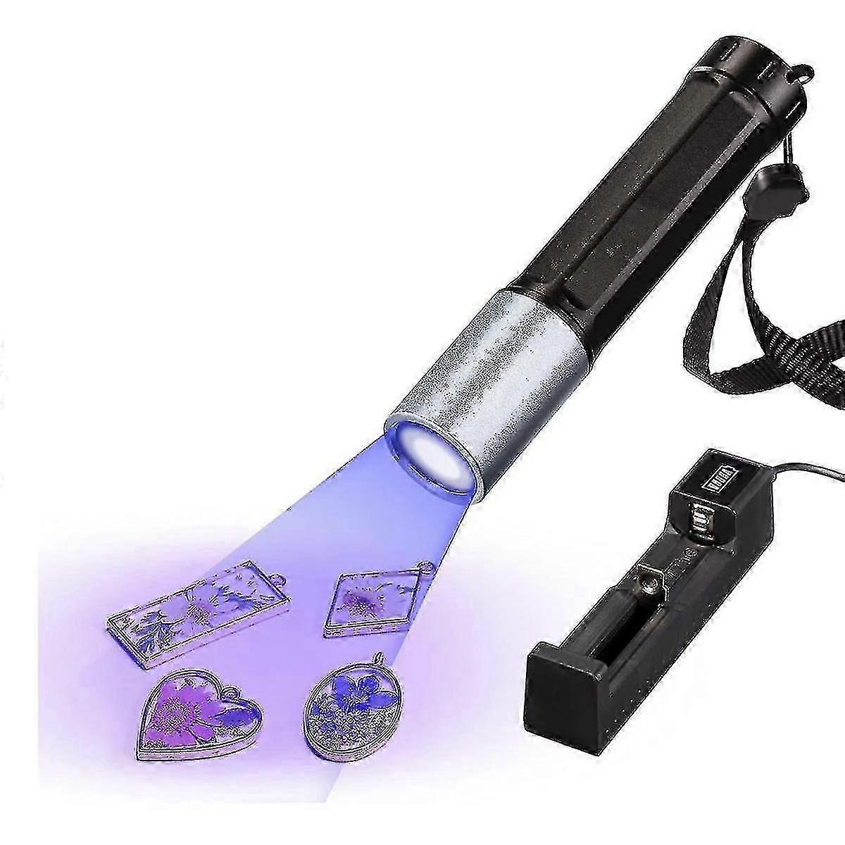 365nm UV Flashlight for Resin Curing, Rechargeable Waterproof LED Lamp with Quick Cure