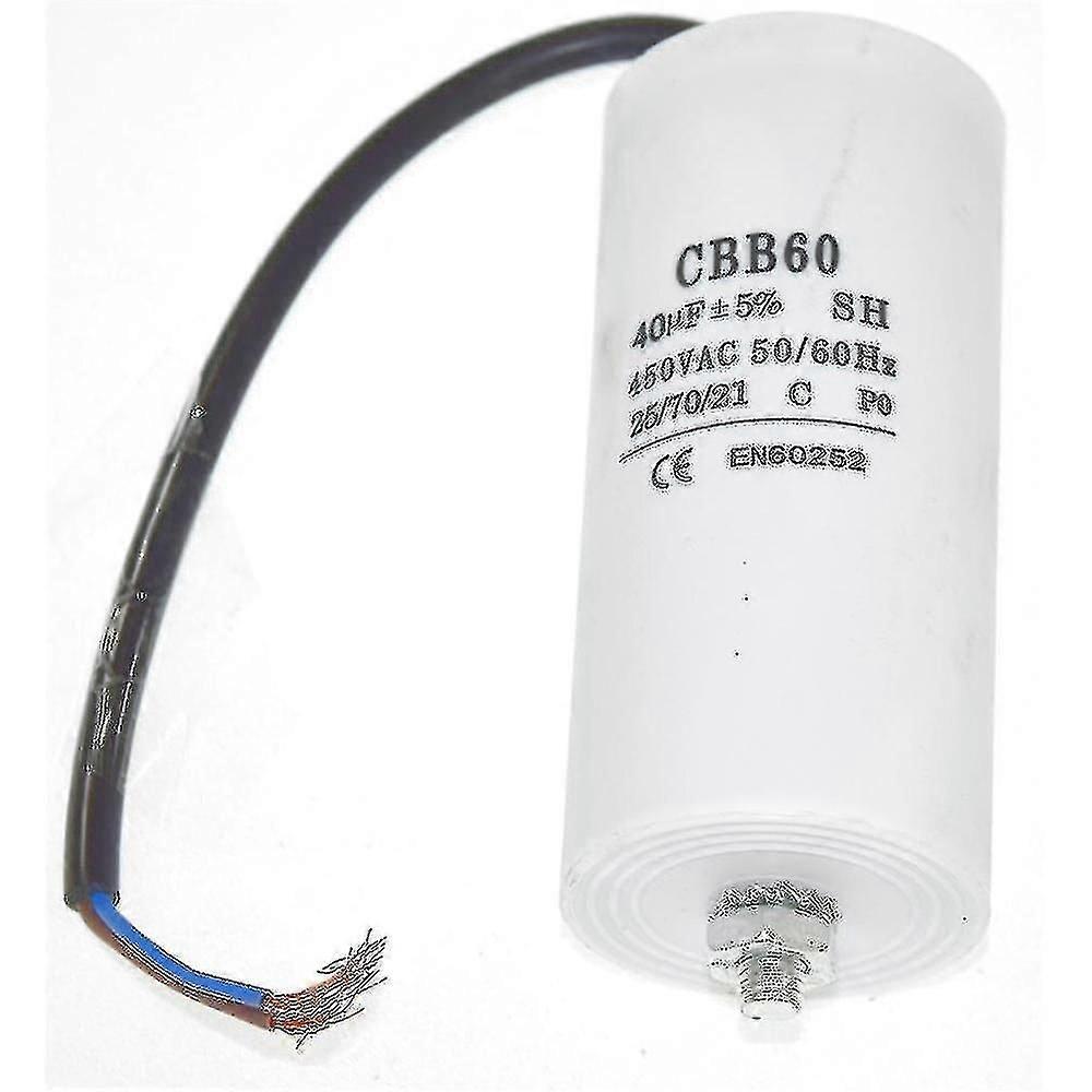 CBB60 40F 450V Motor Run Capacitor 50/60Hz مع أسلاك 22 سم لمحركات التيار المتردد العالمية