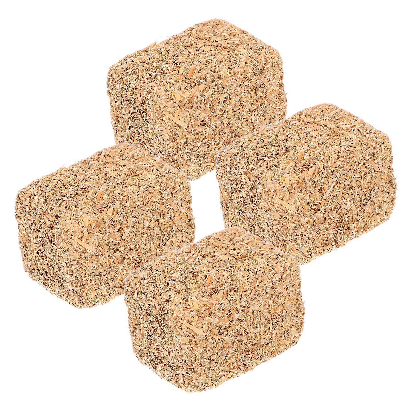 4pcs Mini Haystack Decor, Stackable Autumn Farmhouse Scene Bales, Realistic Hayrick Models for Garden & Home Decoration