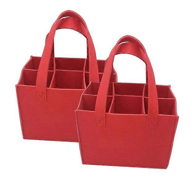2 Wine bag - Felt wine bag - bottle bag - Reusable shopping bag - For 12 bottles, wine bottles and water bottles - 24*16*18cm - red - carrie