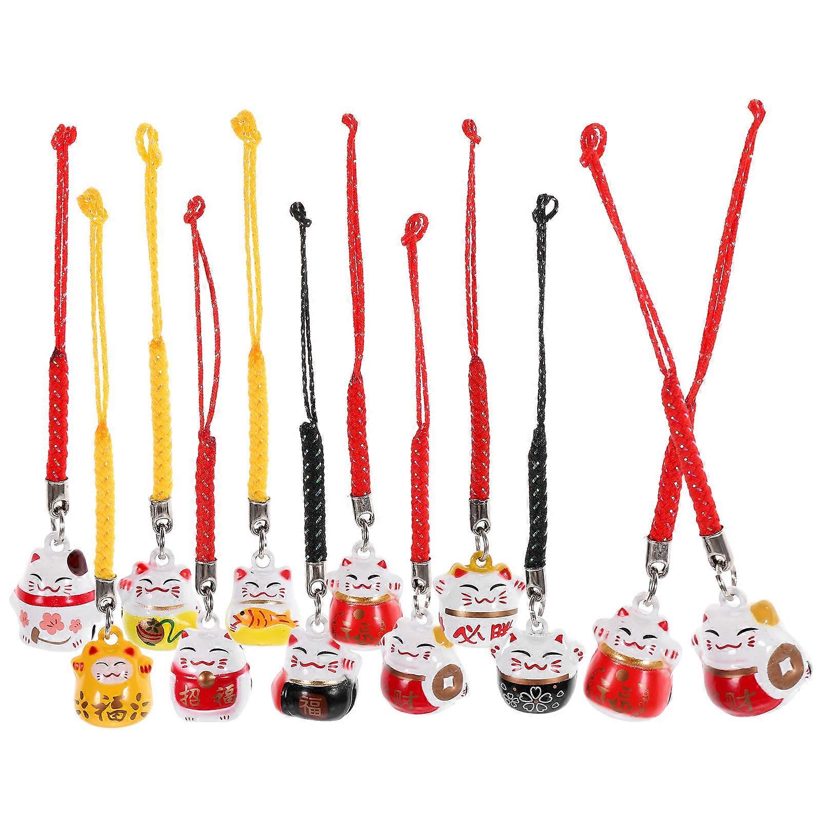 12pcs Cat Hanging Pendants Cute Decorative Bells (Random Color)