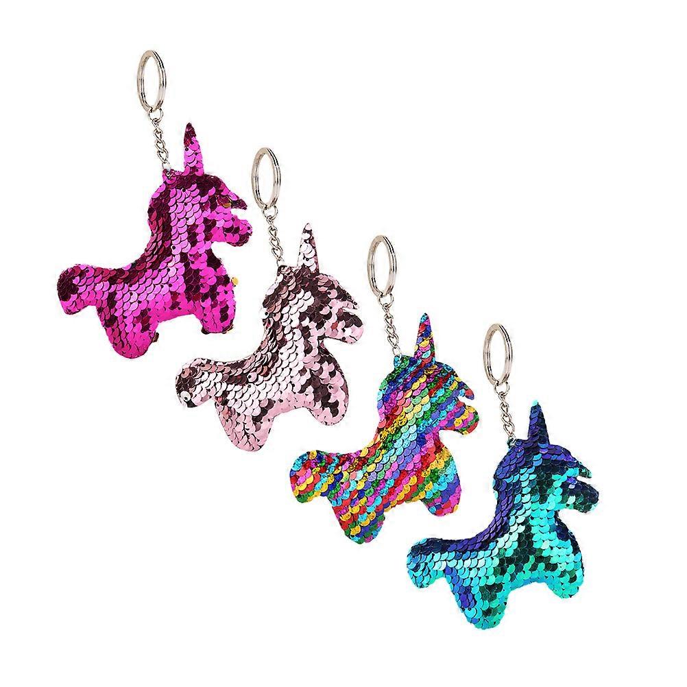 Pendant Keychain Unicorn Shape Rosy Car Key Ornament Light Pink Sequins