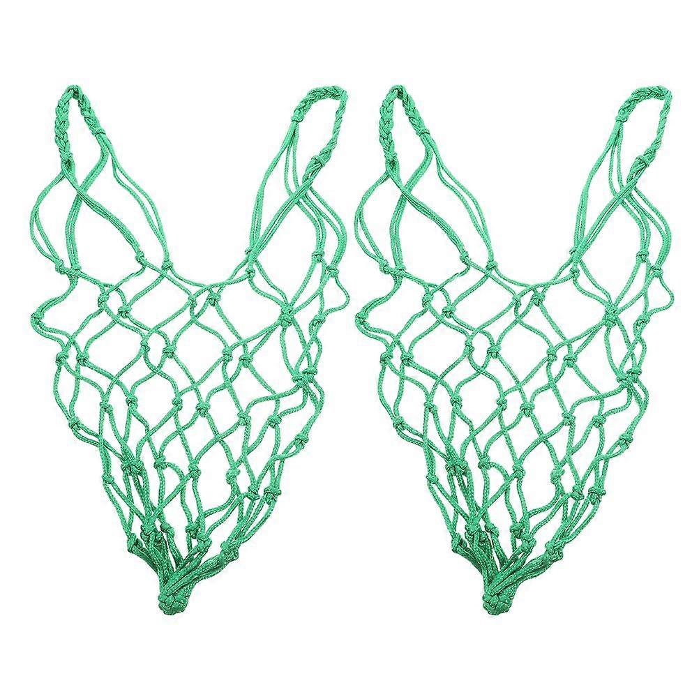 2pcs Hanging Horse Hay Feeder Nylon Mesh Hay Net Slow Feed Net for Horses and Livestock Feeding Vegetable Hanging Mesh Bag