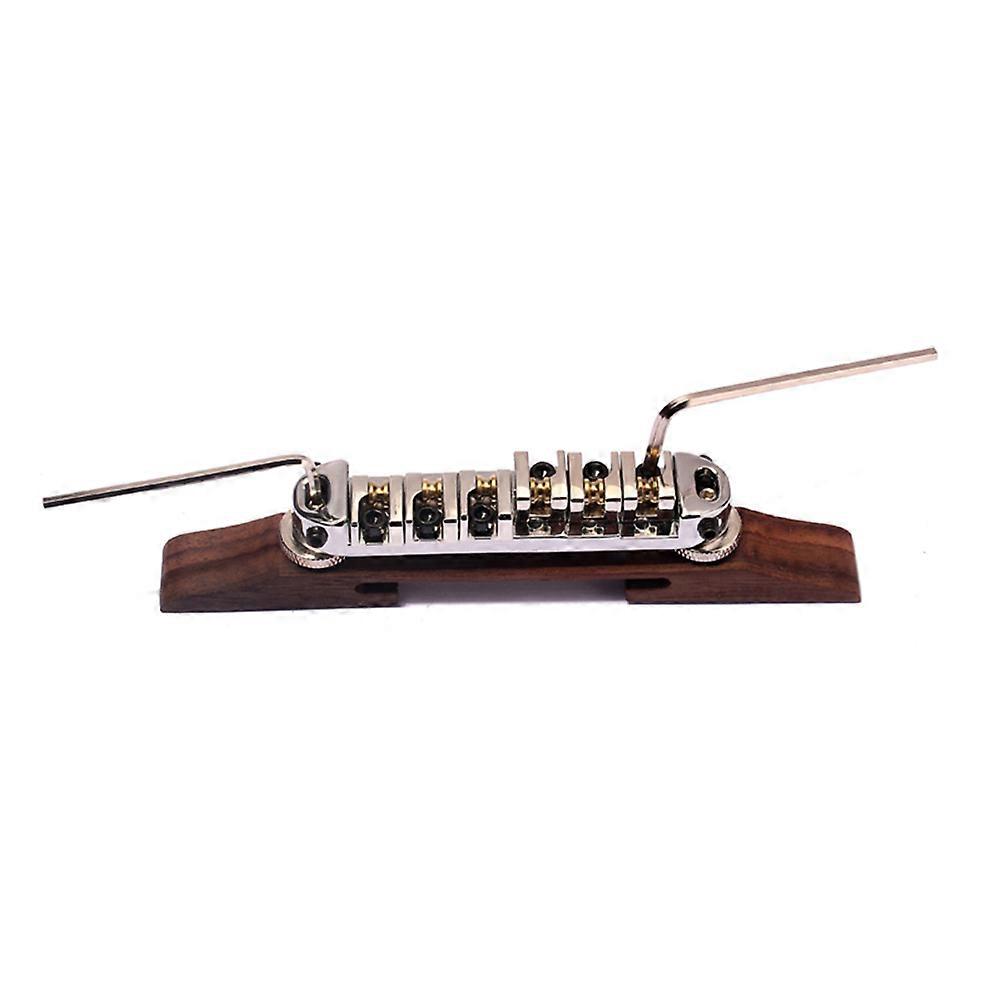 Guitar Bridge Saddles Rosewood Adjustable Wheel and Post Jazz Guitar Use Silver B-21 1Set