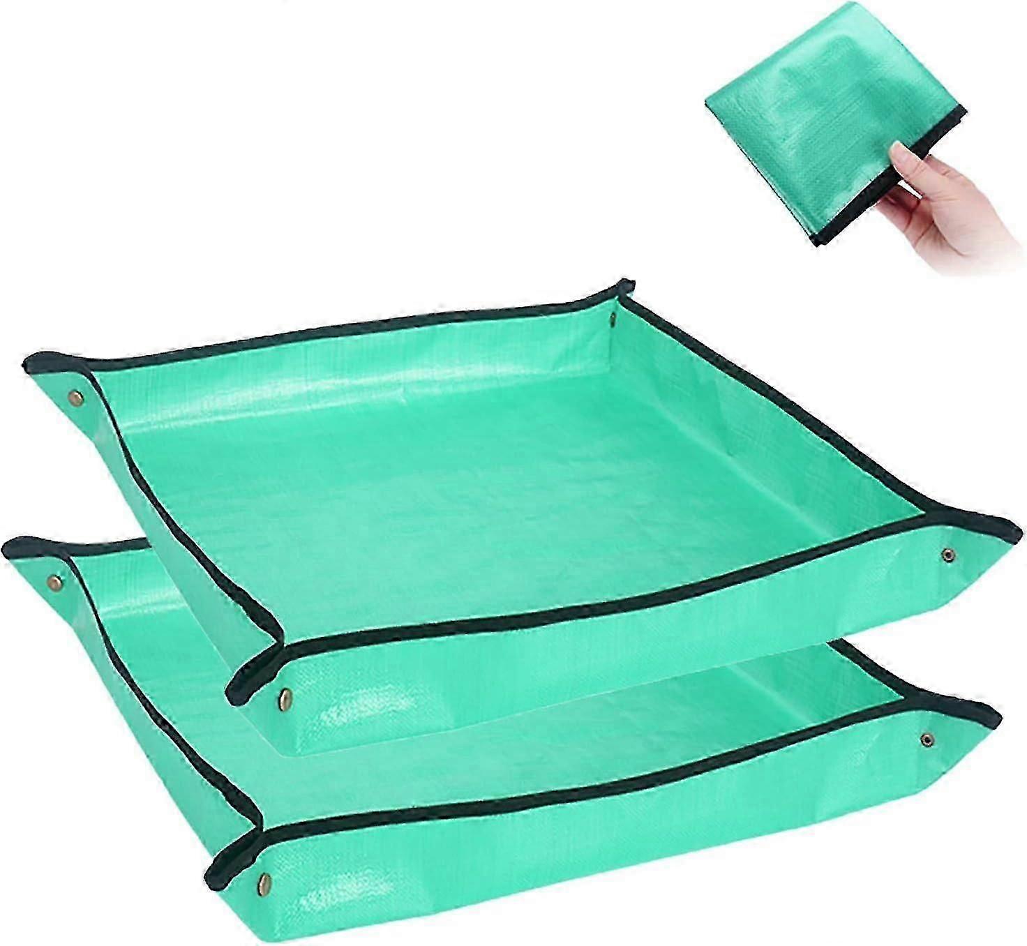 2pcs植物移植リポッティングマット - 折り畳み式ガーデンワーククロス - 防水厚みのあるガーデニングマット - 屋内盆栽や多肉植物に適しています