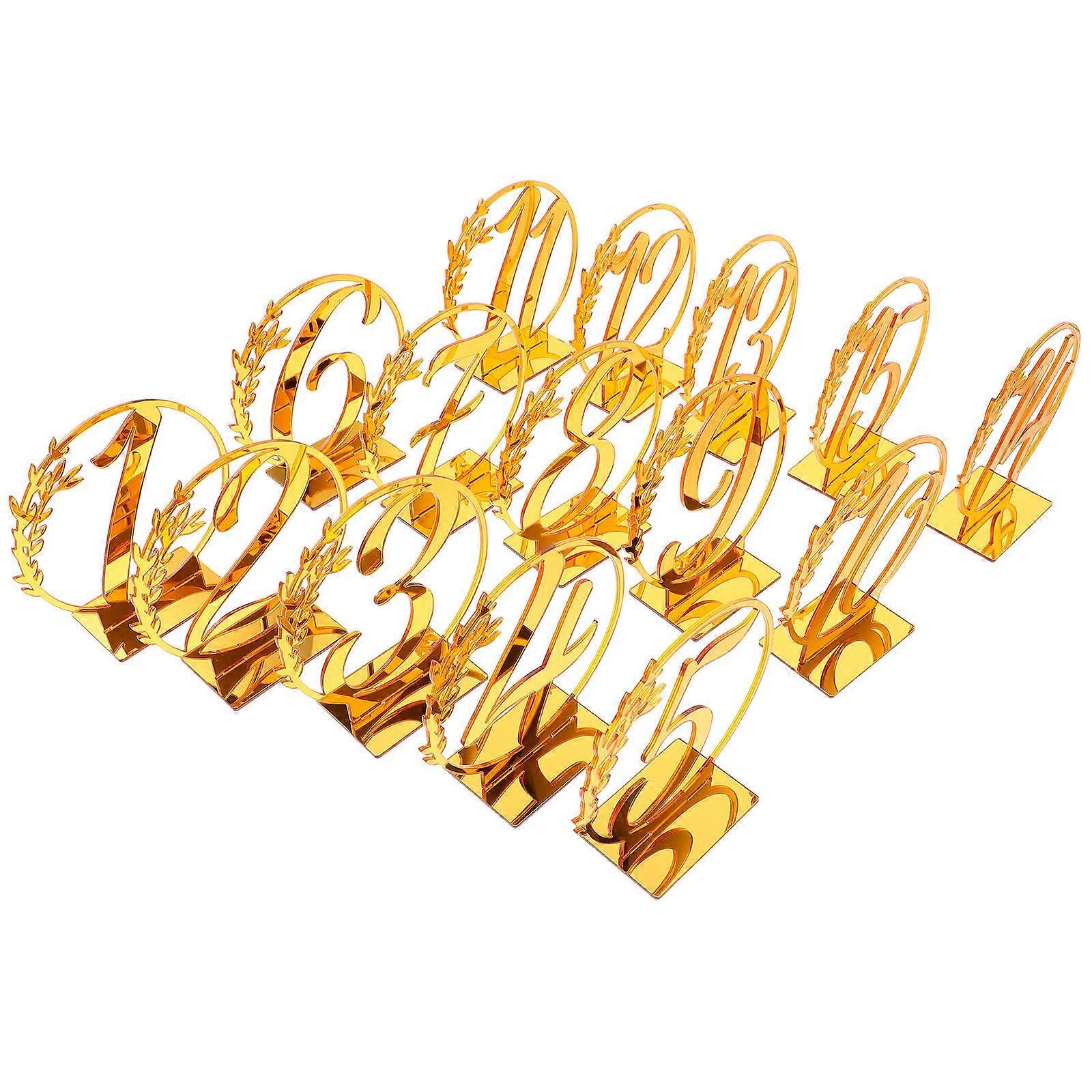 Reserved Signs For Wedding Reception Table Numbers Sign Plastic Material Round Shape Golden Color Business Events Use 15Pcs