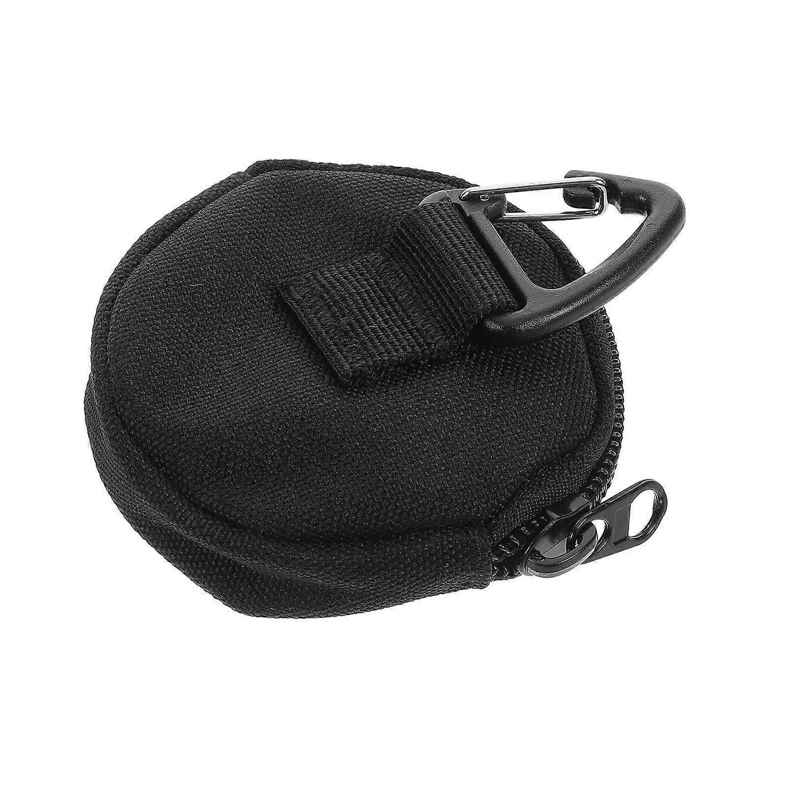 Round Portable Earbud Pouch with Zipper, Coin Purse & Keychain Bag for Travel, Durable Design with Carabiner Clip for Keys and Small Essentials