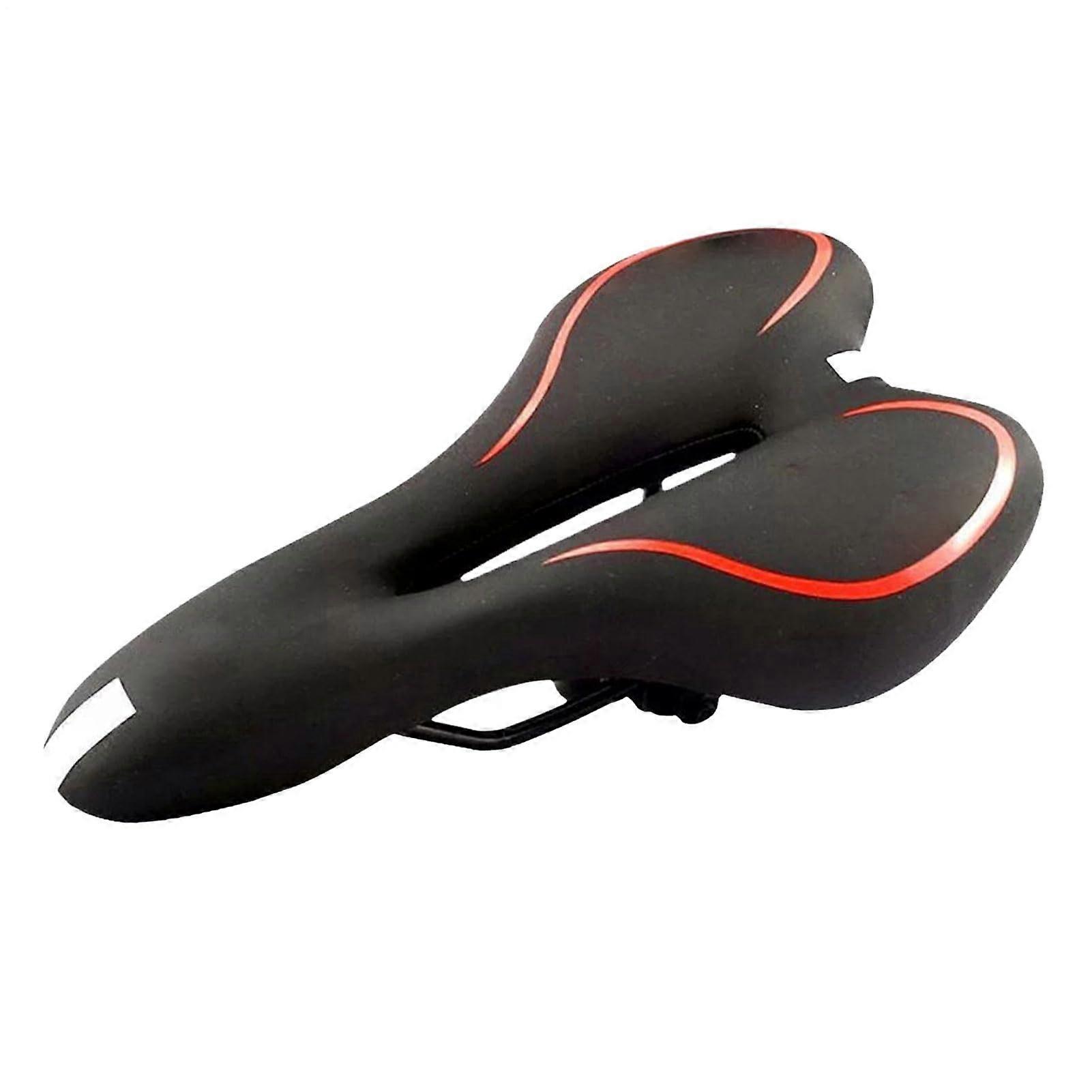 Comfortable bicycle saddle with hollow space and breathable  Nonslip with reflective strips Red
