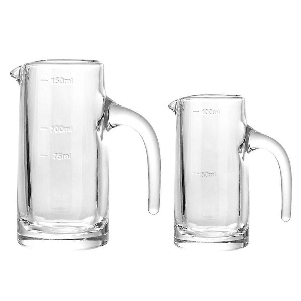 Transparent Glass Liquor Cups for Storage Use with Measuring Scale and Smooth Rim 2pcs