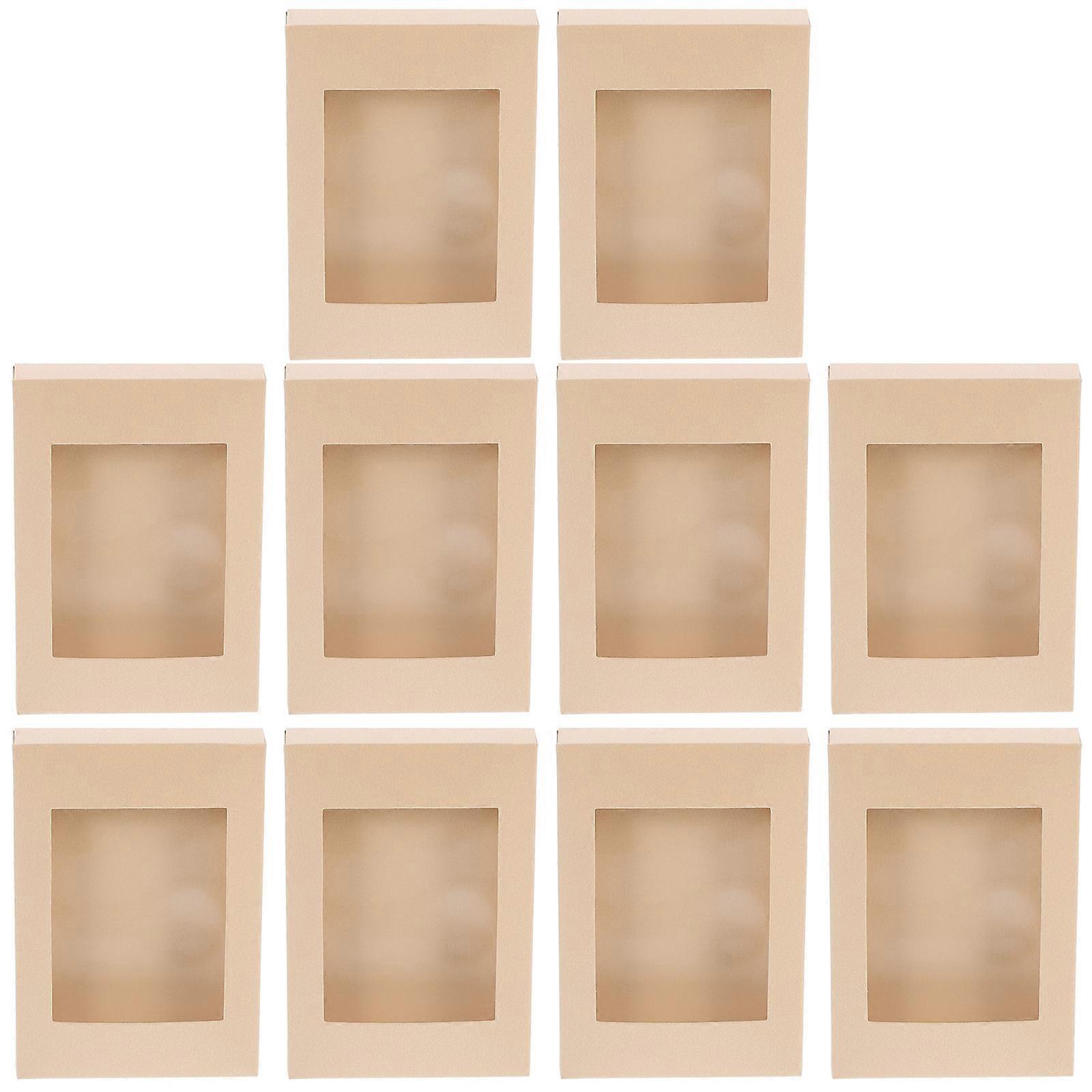 Brown Kraft Paper Banker Boxes for Home with Clear Window 10 Pcs 4.33 x 2.76 x 2.76 Inches