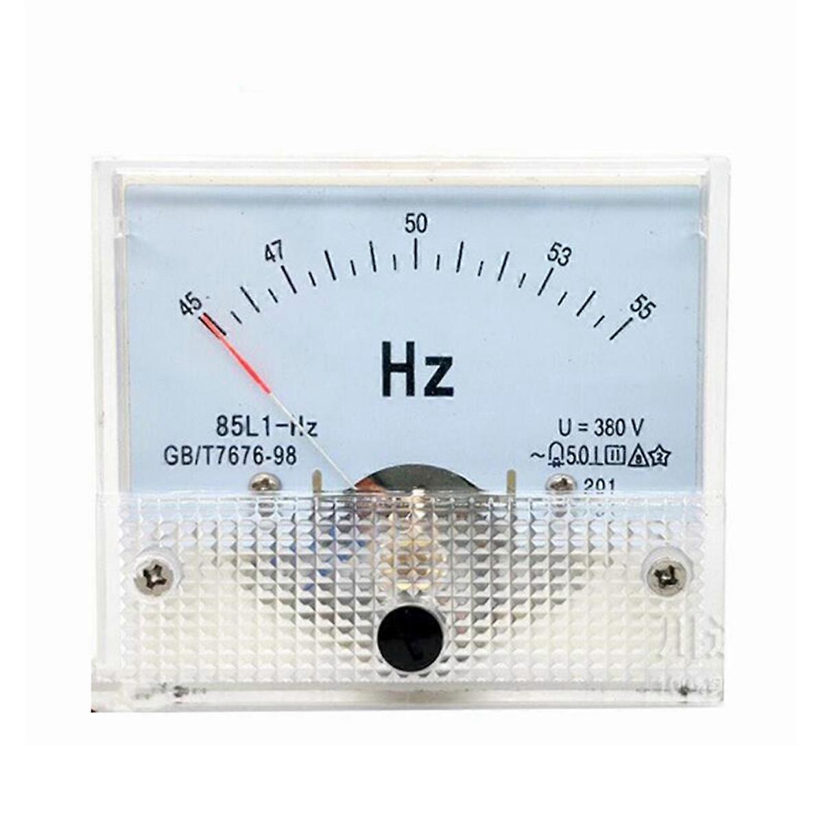 85L1-HZ Square Pointer Type AC 380V Analog Panel Frequency Meter Tester Gauge Hertz Indicator 45-55