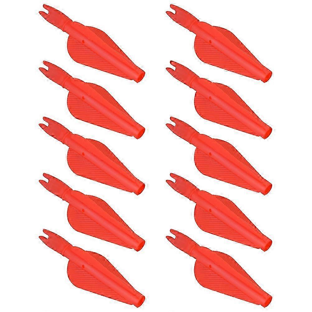 10pcs Red Plastic Conjoined Arrow Feathers & Nocks for Shooting Training