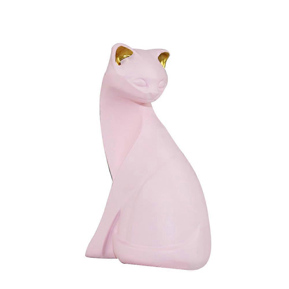Cat Figurines Ornaments Resin Animal Figurine Pink Cat Shape Home Decoration Desktop Ornament Living .5x8.5x18cm 1Set