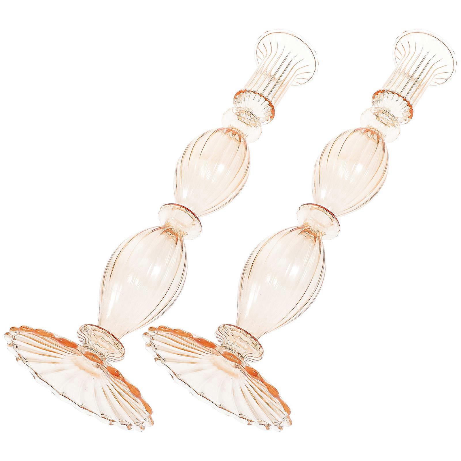 Table Candlestick Holders Simple Glass Taper Candle Holders for Dining 2Pcs