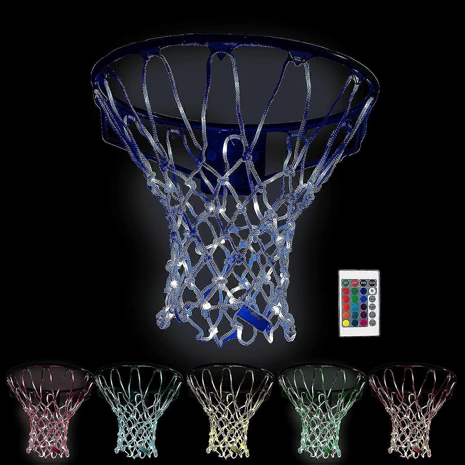 Basket Light Up Hoop Net, ändra färger med avlägsna, tunga led ersättning basketnät, passar utomhus inomhus 12 loopar fälg, glöd i Dar