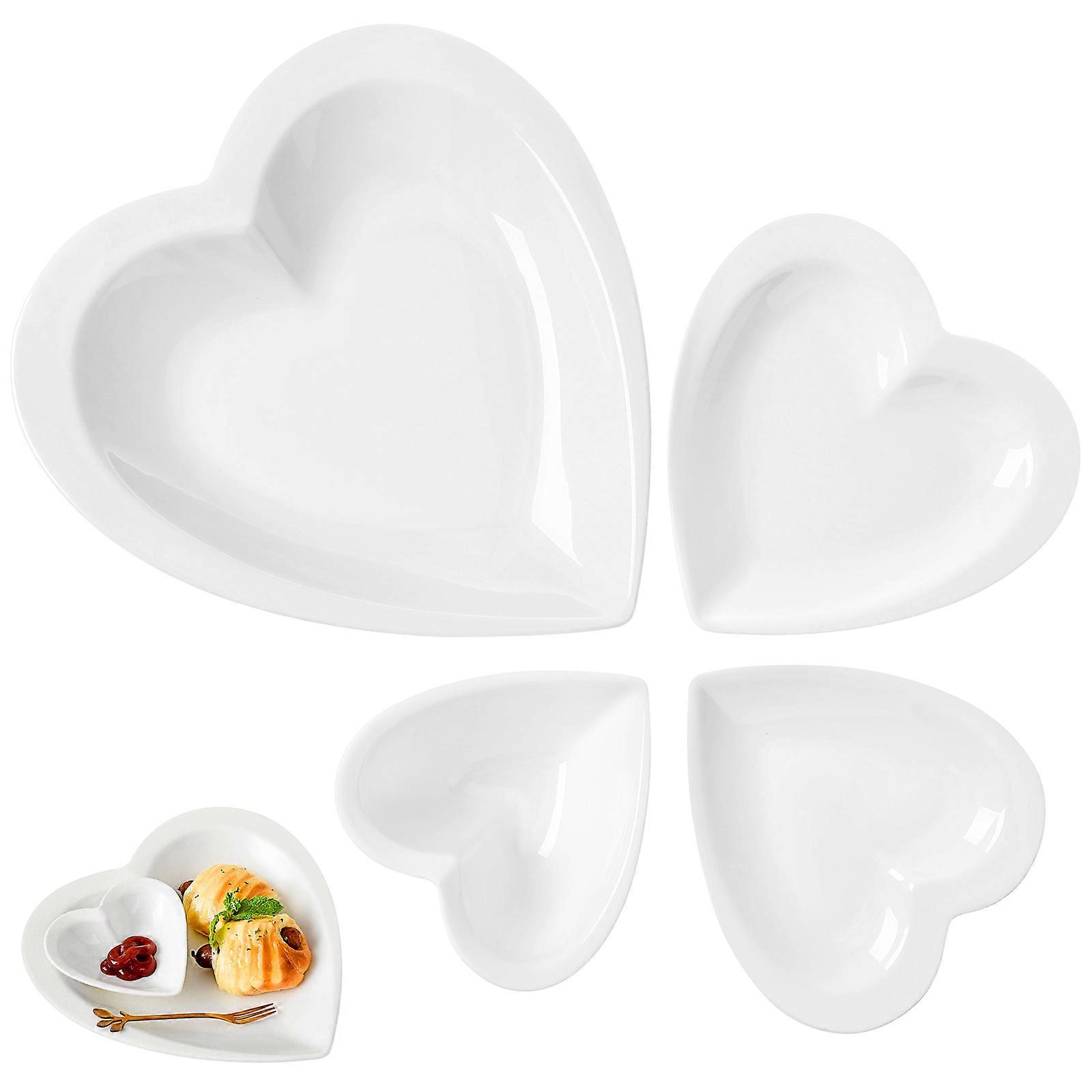 4 Heart Shaped Ceramic Appetizer Bowls for Salads, Desserts & Snacks – Perfect for Romantic Dining & Entertaining