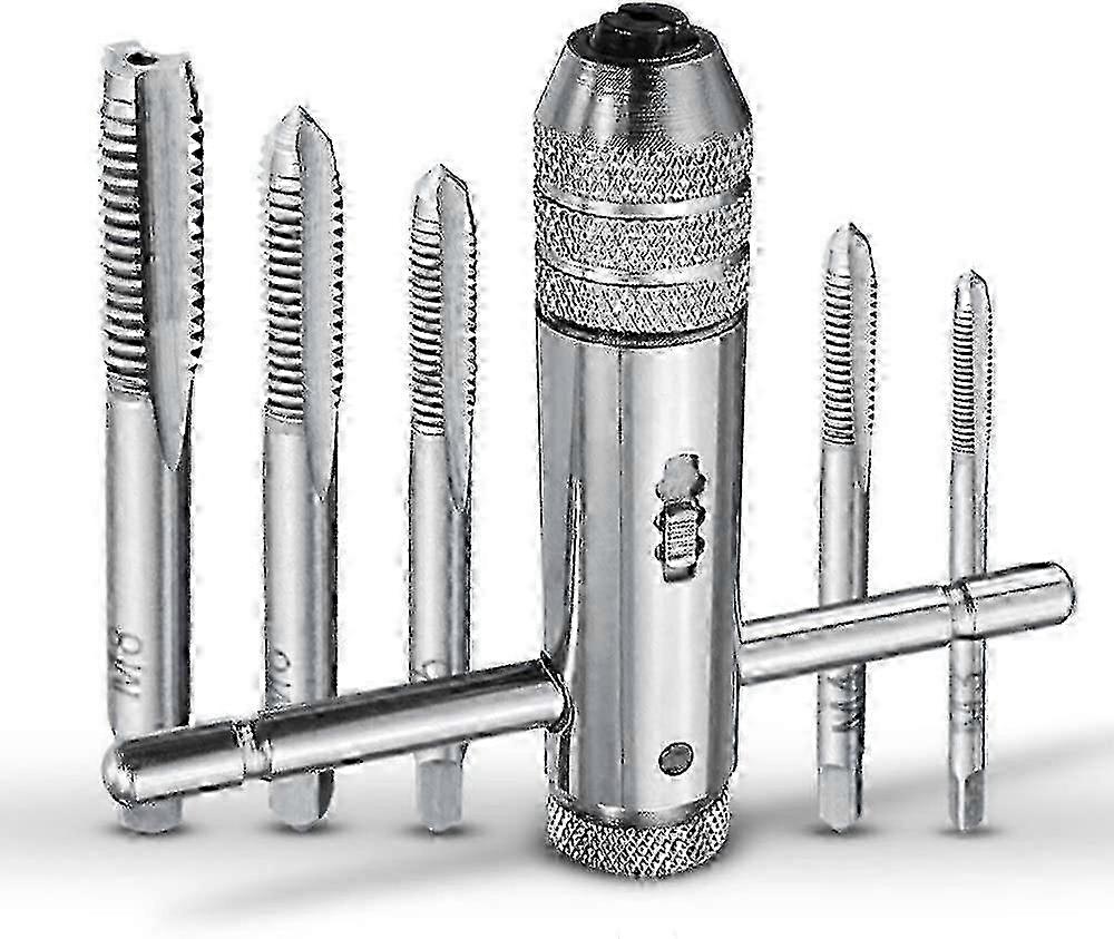 Adjustable T-Handle Ratchet Tap Holder Wrench Set for Tapping Screws and Extractors Compatible with Various Brands