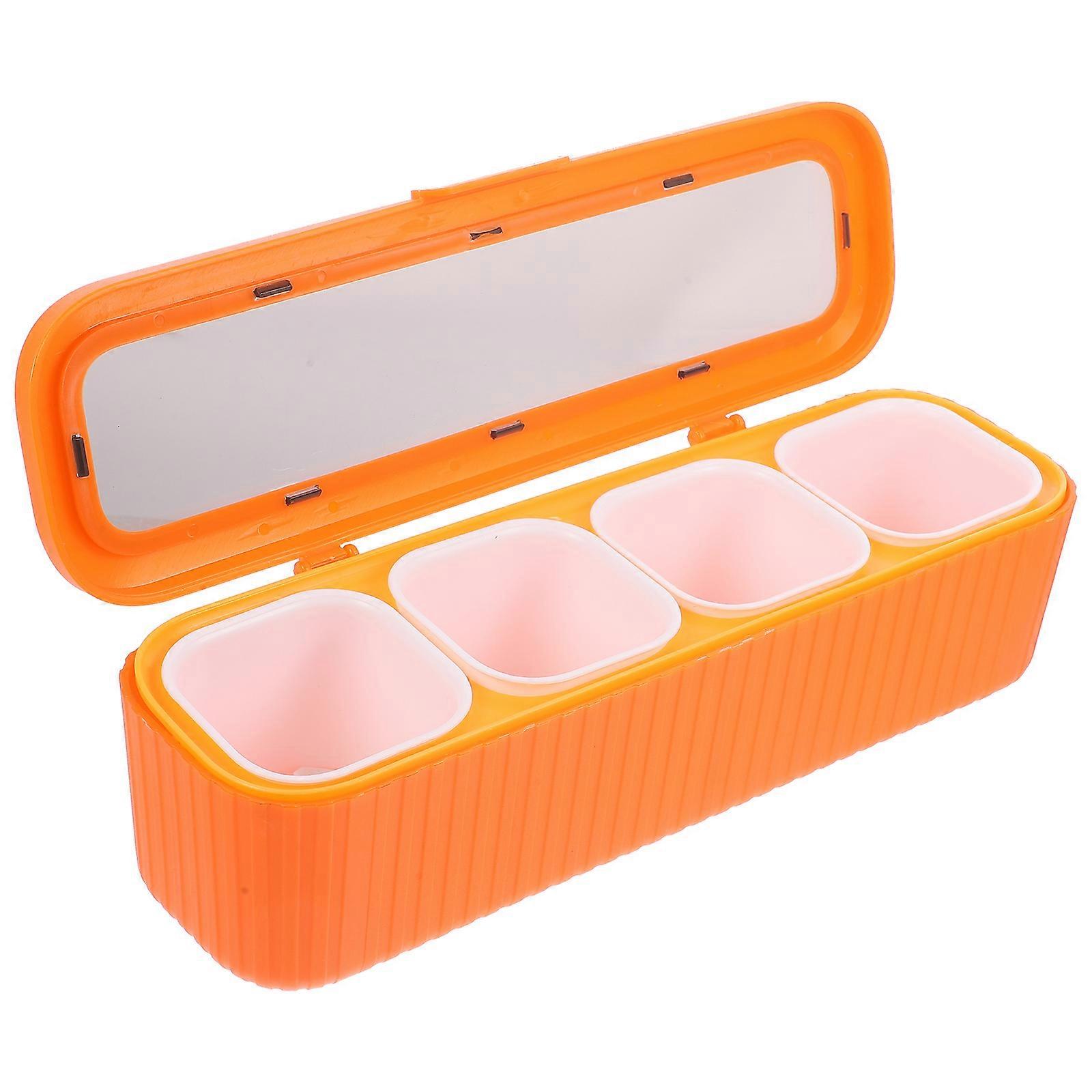 Tabletop Seasoning Box Spice Organizer Kitchen Accessories Rectangular Clear Lid Design Sealed 1Set