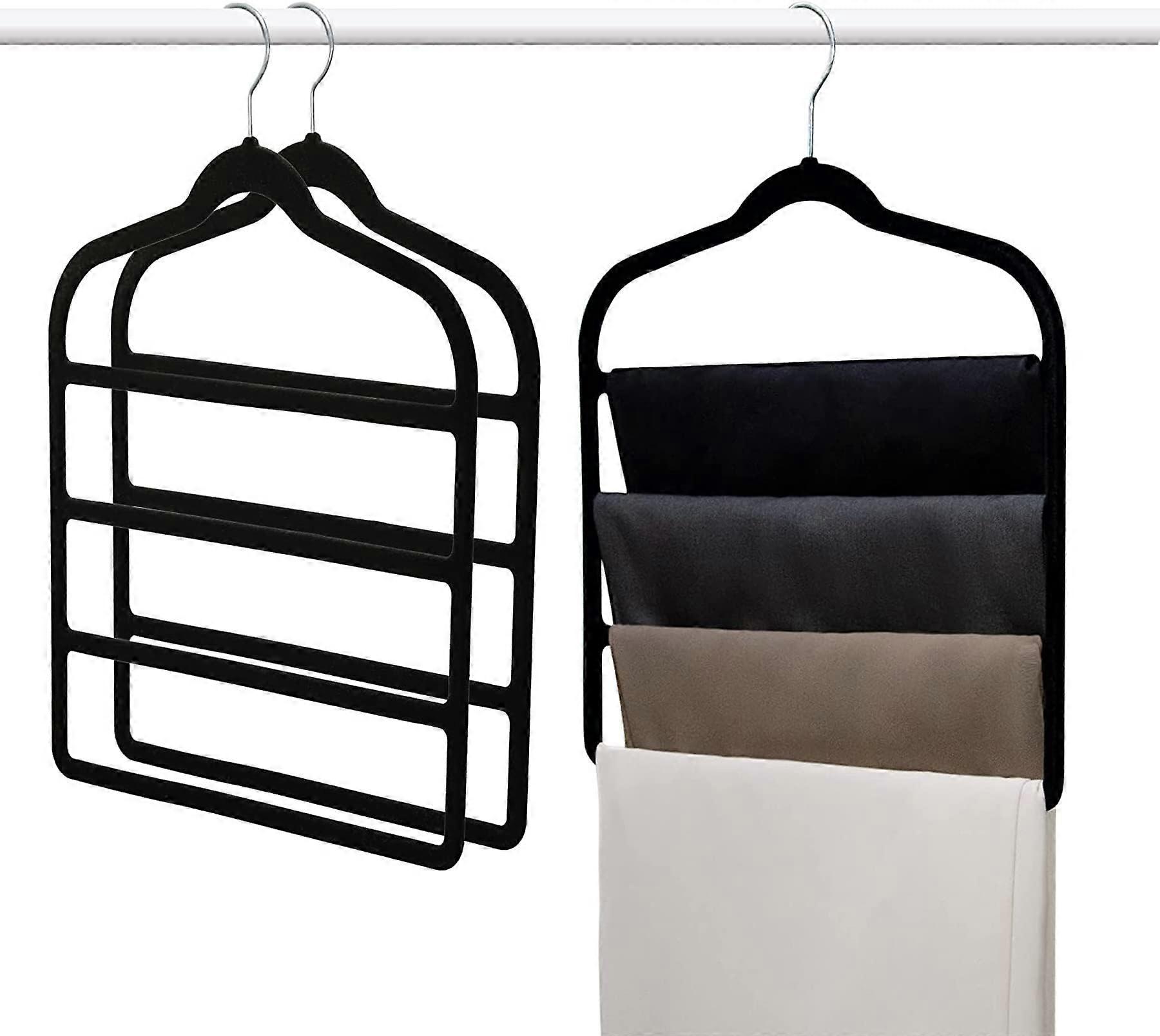 2 pieces of non-slip velvet trouser hangers, space saving