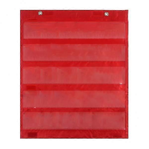 2xMagnetic Pocket Chart Double-Sided Hanging Schedule Pocket Chart Red
