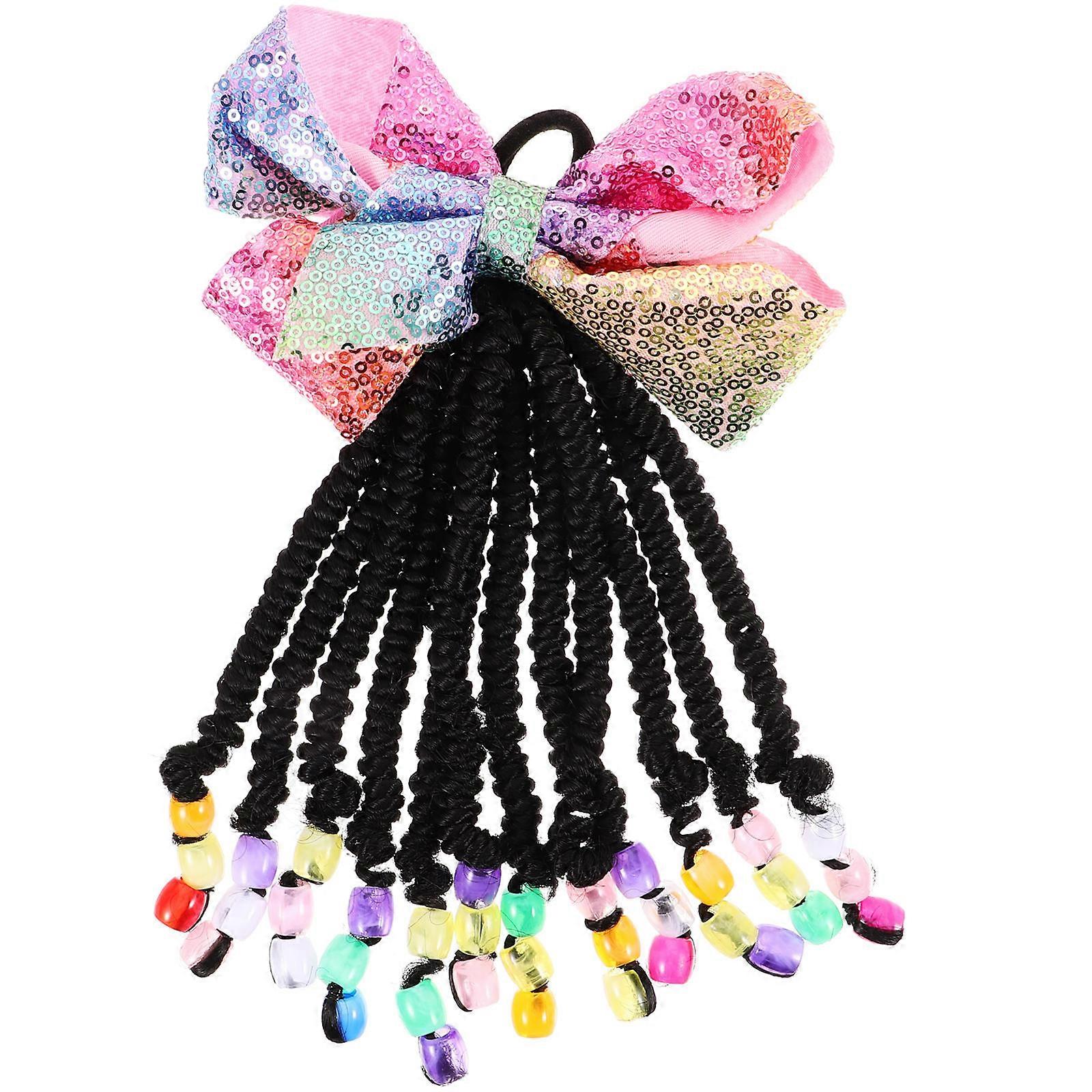 Beaded Bow Braid Ponytail Extension for Synthetic Hair – Easy Attach, Day Wear for Charming Hairstyles
