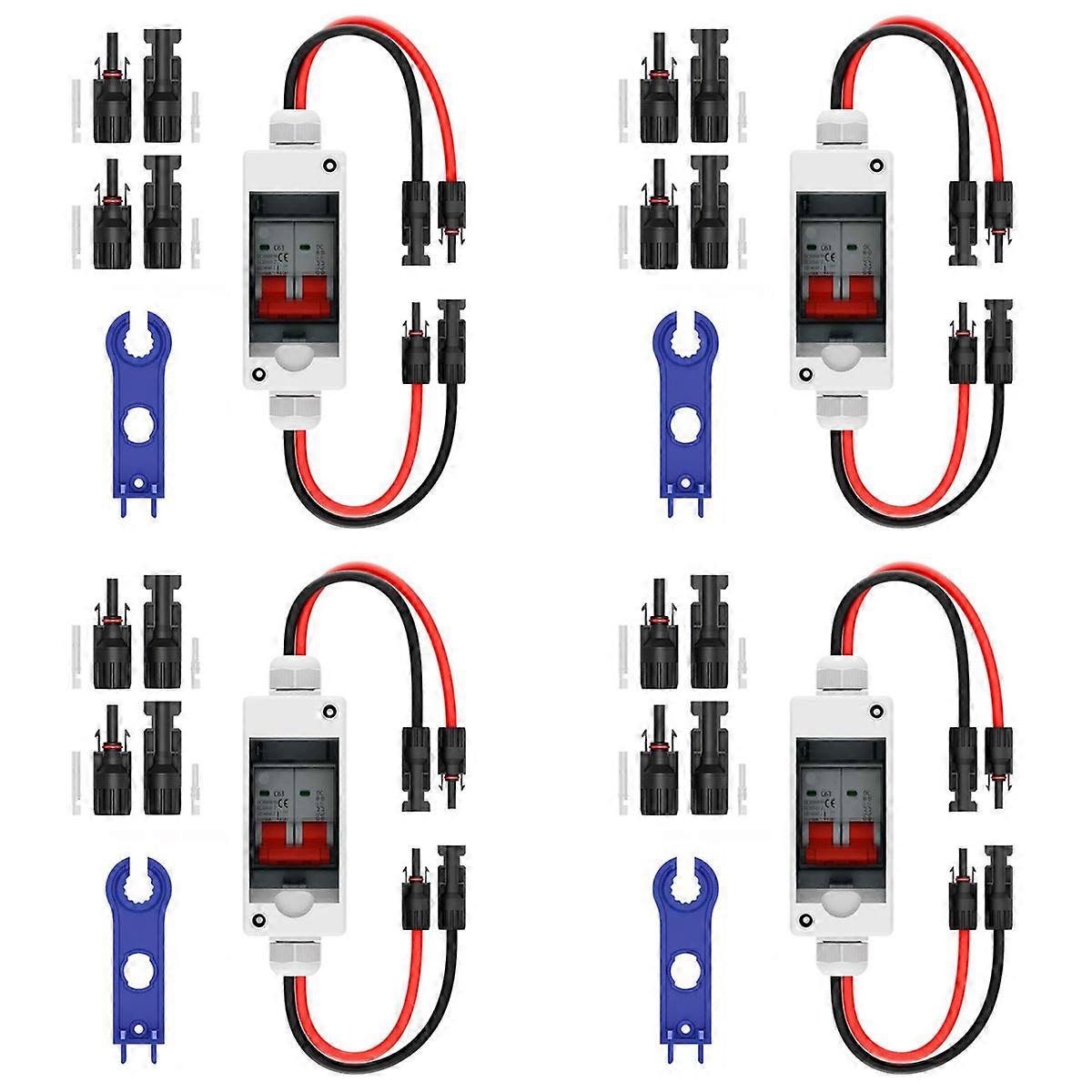 4X Solar Panel Disconnect Switch, 63A DC 1000V Breaker Box PV Disconnect Switch with IP65 Waterproof