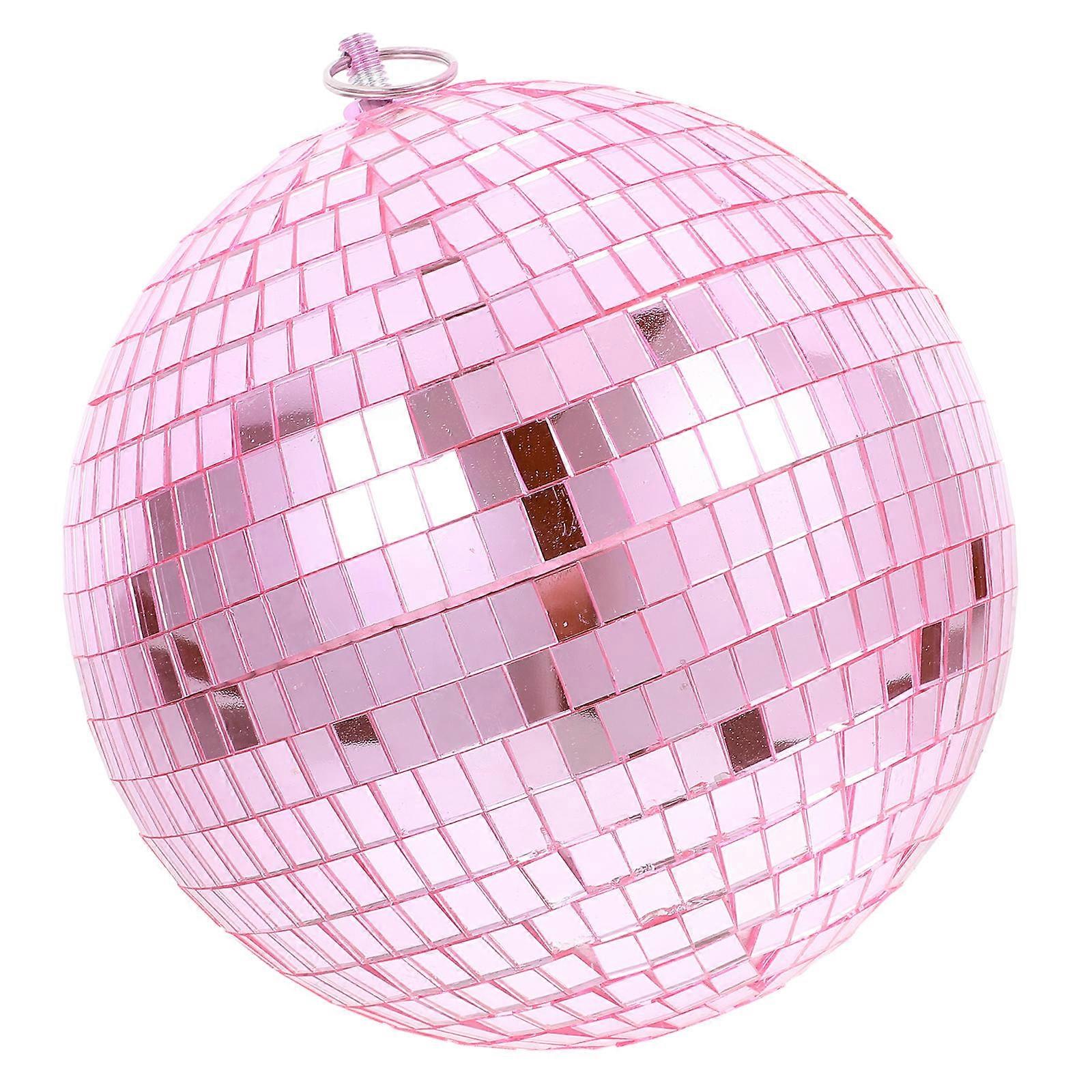 Disco Ball Hangings Pink 18cm Diameter Glass Light Reflection For Christmas Celebration Disco Style 1Set