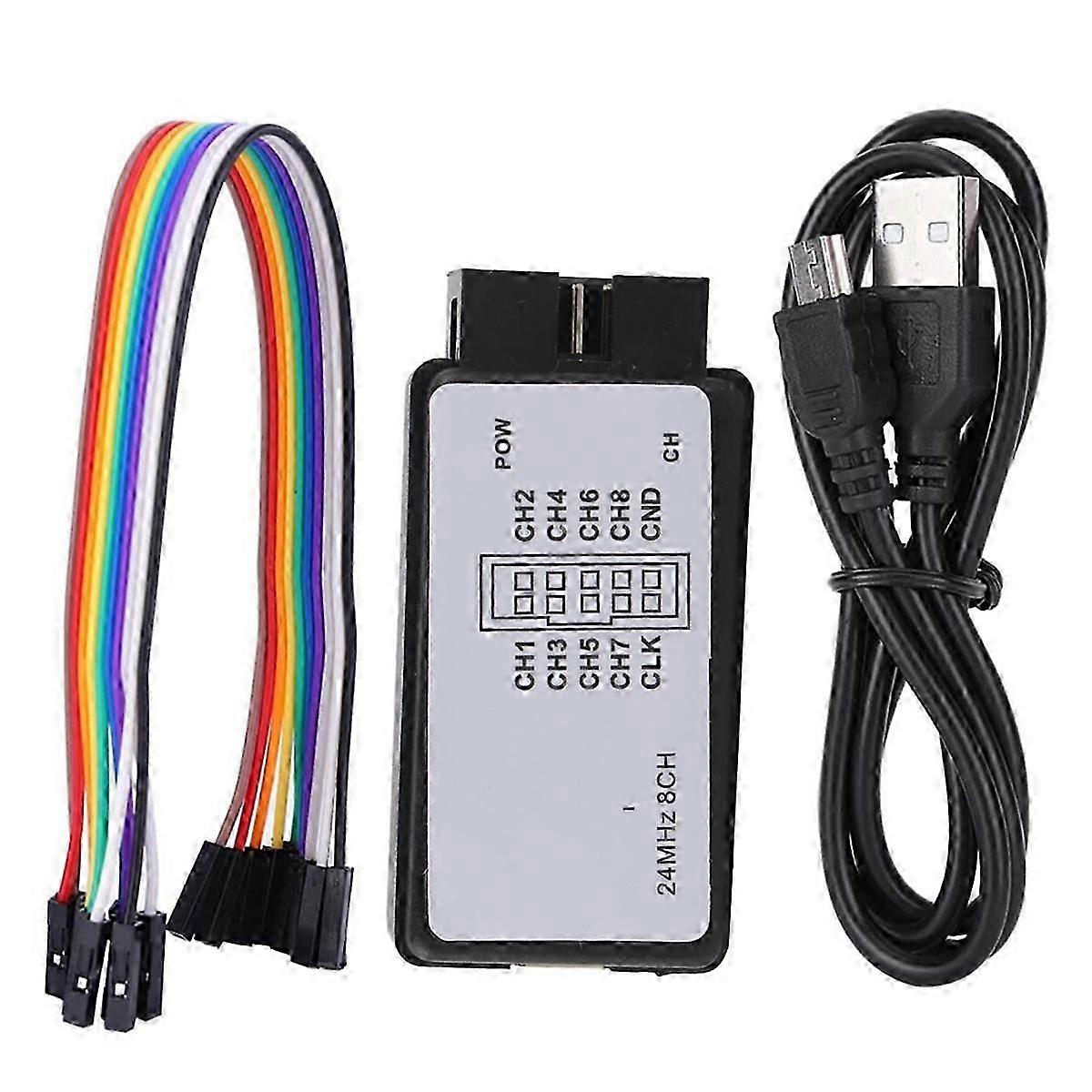 Logic Analyzer 24MHz Logic Analyzer Device USB Logic Analyzer Device Set Mini Digital Pocket Size 8 Channel Input Memory