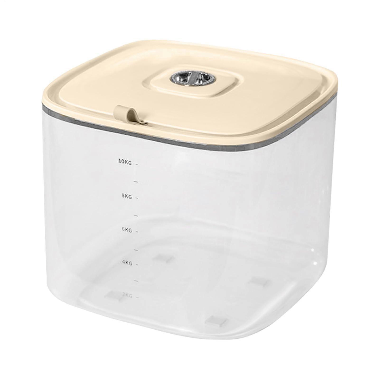 Airtight Rice Storage Container, Clear Dry Food Holder with Lid, Light Yellow Rice Grain Keeper for Flour and Grains