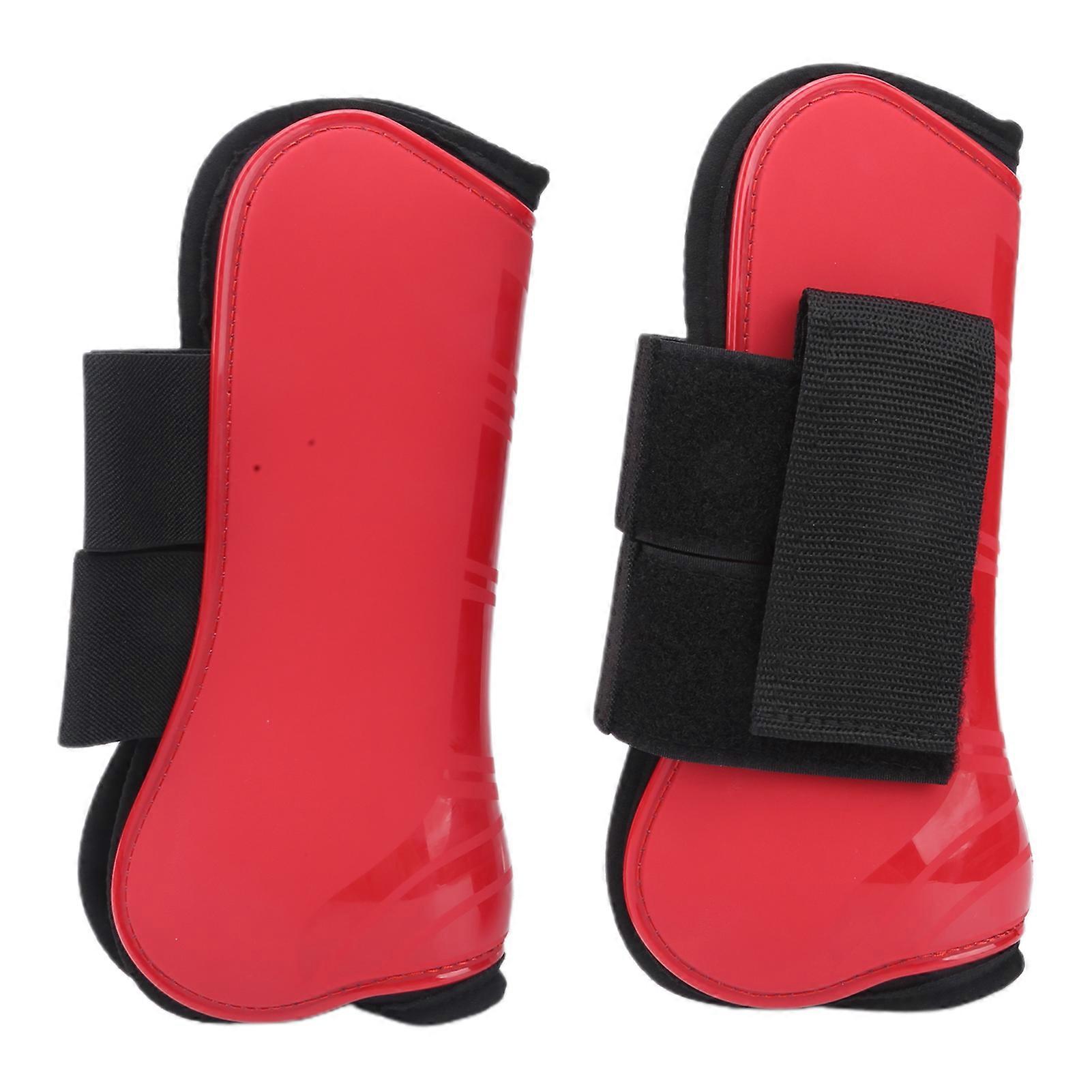 Horse Tendon Boots Horse Riding Fetlock Protectors PU Shell Horse Tendon Protection BootRed Front L