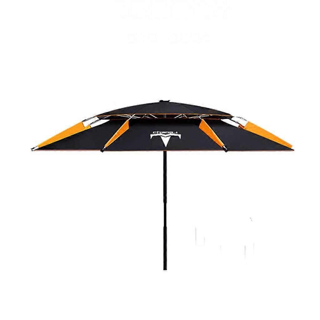 LNNW Fishing Umbrella 2.4m Double Layer Thick Rain Sun Protection with Ground Plug for Universal Compatibility