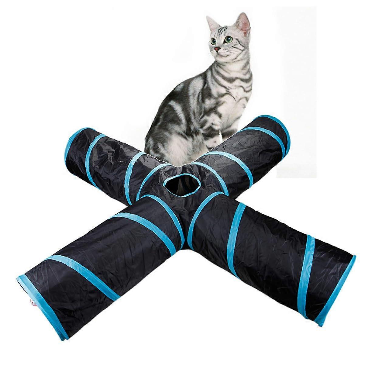 4-Fold Foldable Pet Tunnel with Interactive Crinkly Paper for Dogs and Cats - Durable, Portable, Indoor/Outdoor Use