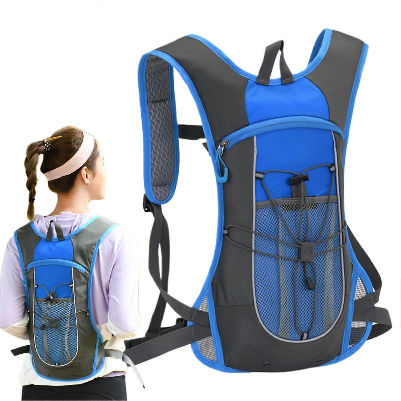 Cycling Backpack Waterproof Hydration Pack with Reflective Strips for Hiking Skiing Blue