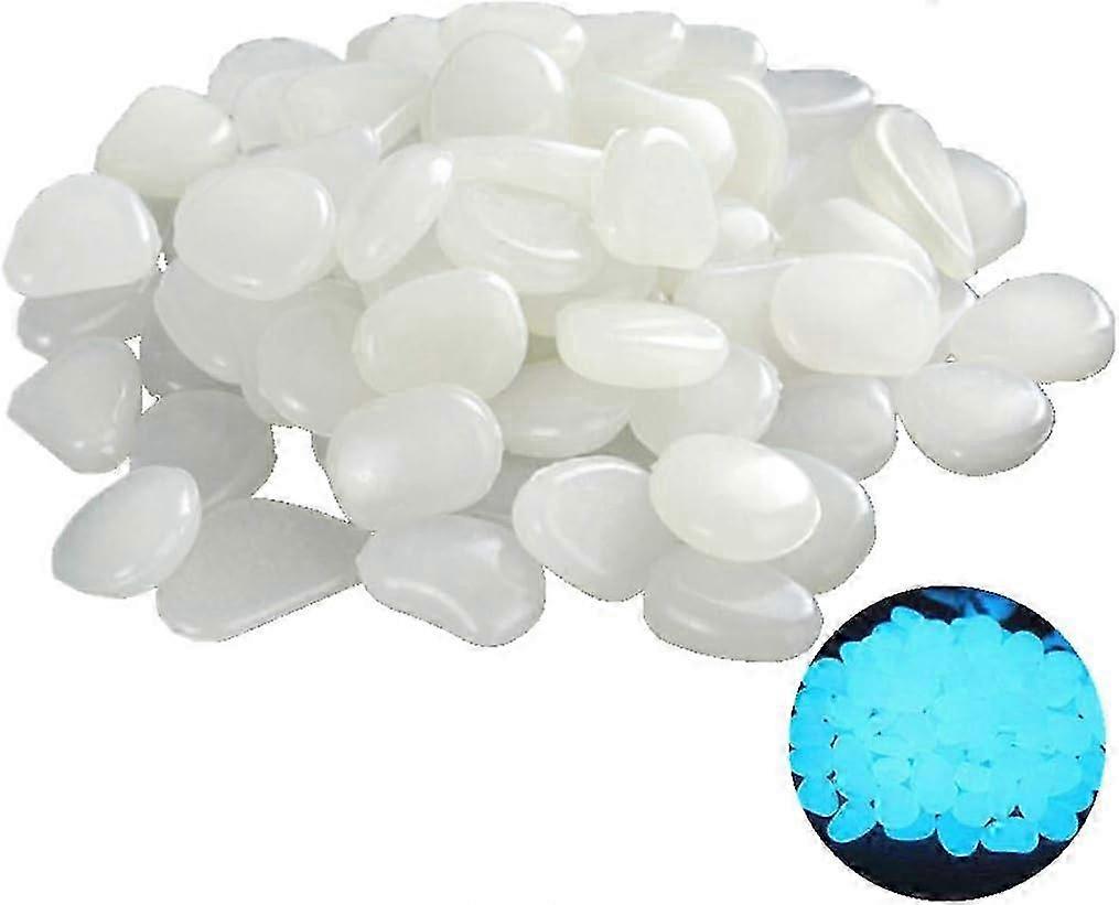 100 Pcs Luminous Pebbles for Outdoor Decoration in Garden Path, Swimming Pool, Aquarium