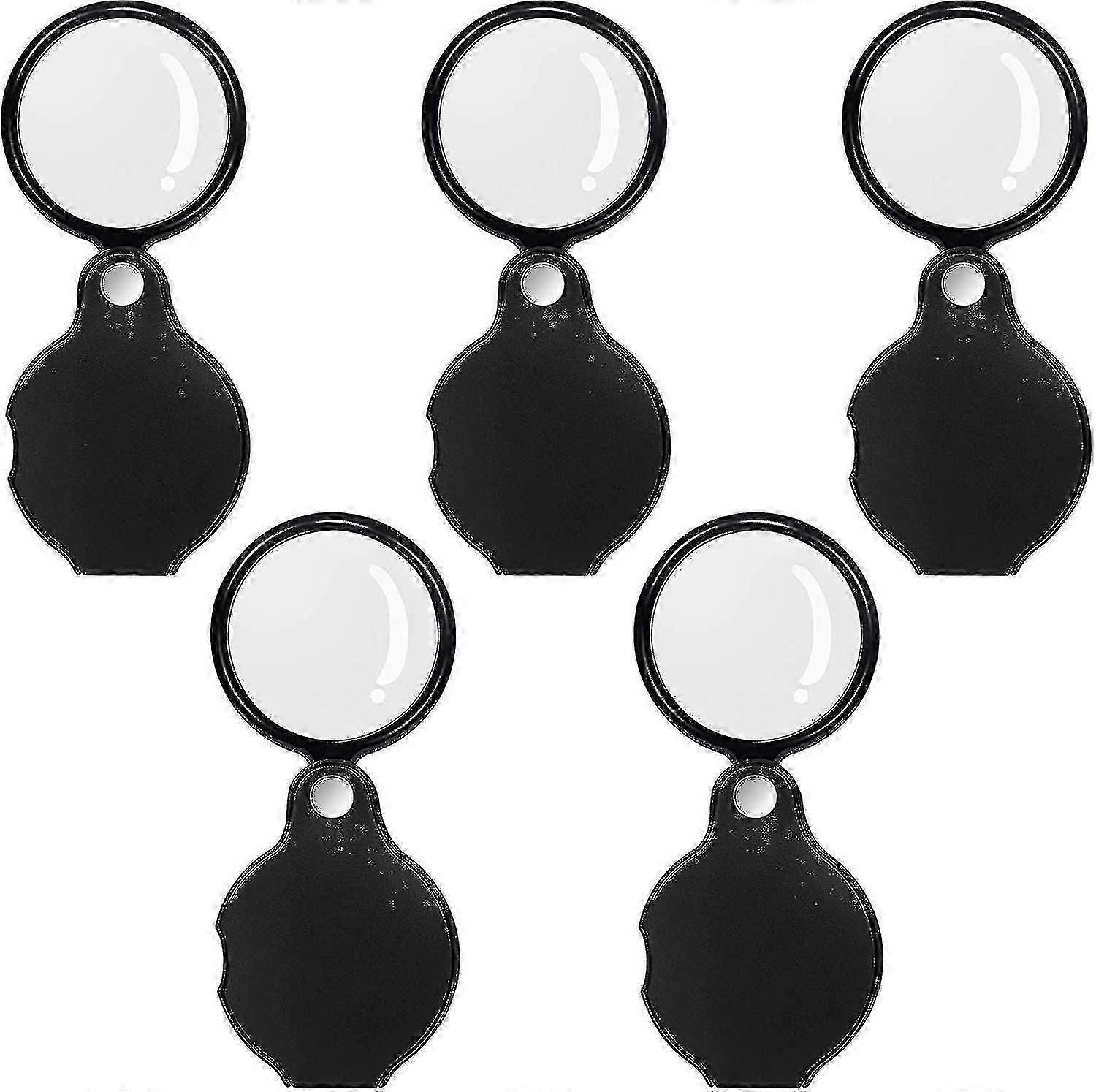 5pcs 10 mal Mini Lupe Folding Pocket Lupe, schwarz drehend