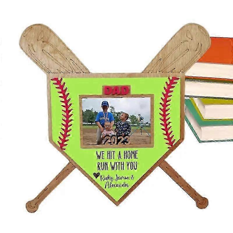 Rustic Baseball Themed Photo Frame for Dad, Grandpa, or Husband - Father's Day Table Decor