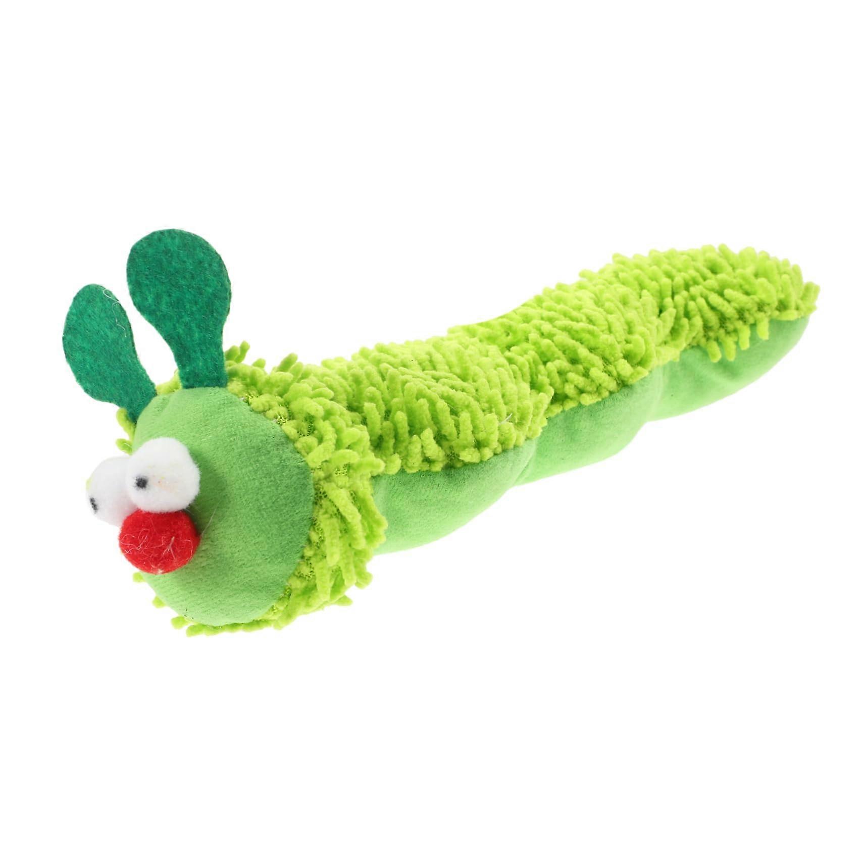 Stuffed catnip pillow caterpillar indoor cat toy interactive pet cat plush toy fuzzy for cats light green