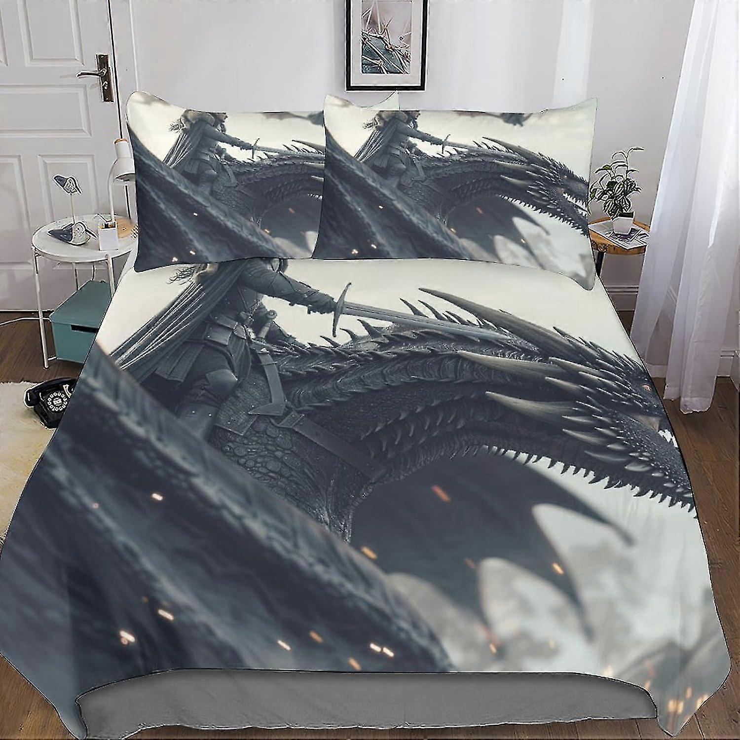 Premium Duvet Cover Set for Game of Thrones with Hidden Zipper Closure - Vibrant 3D Print Microfiber Bedding Set with Pillowcases for Boys