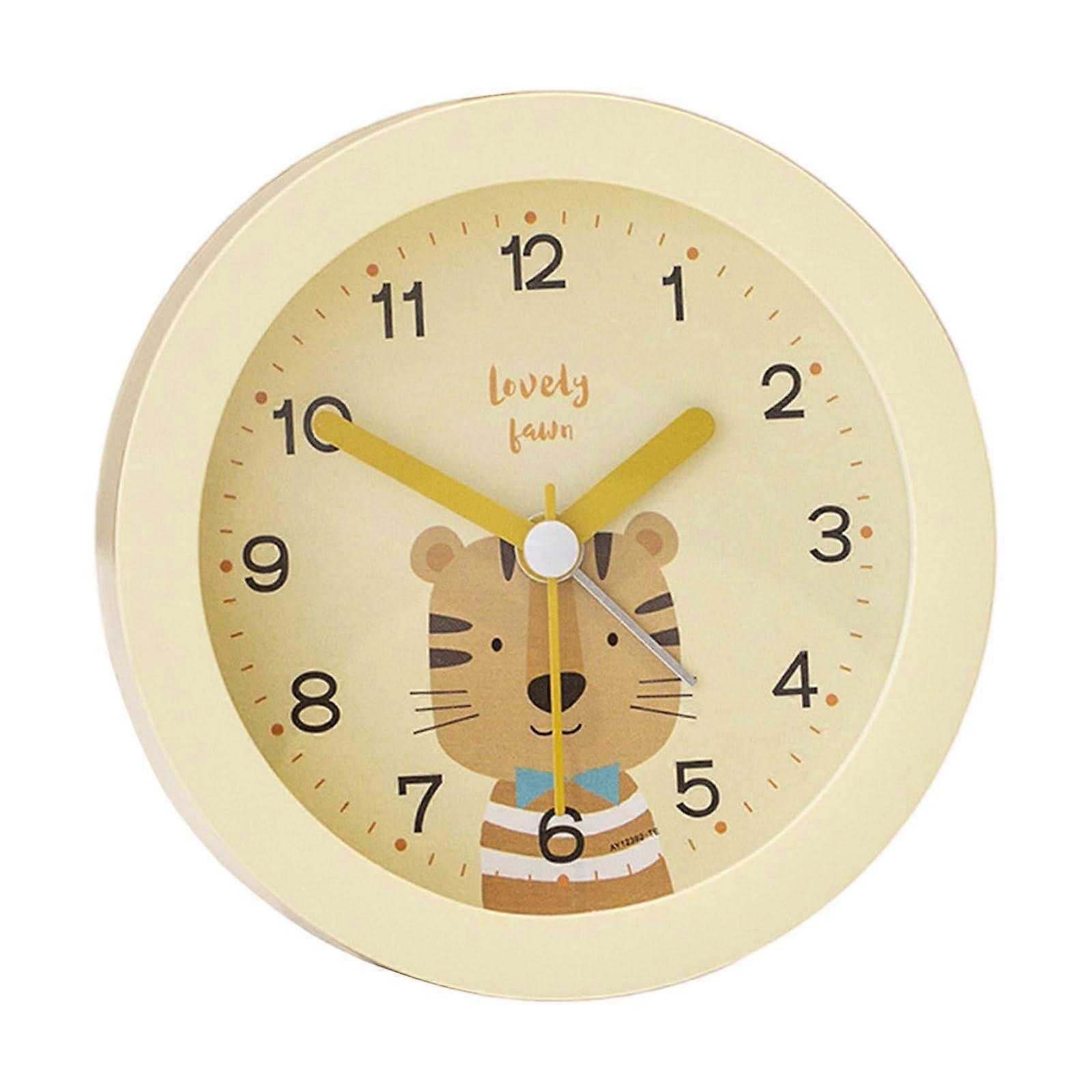 Quiet Bedside Alarm Clock for Kids with Night Light, Animal Patterns, Learning Clock, Silent Night Light