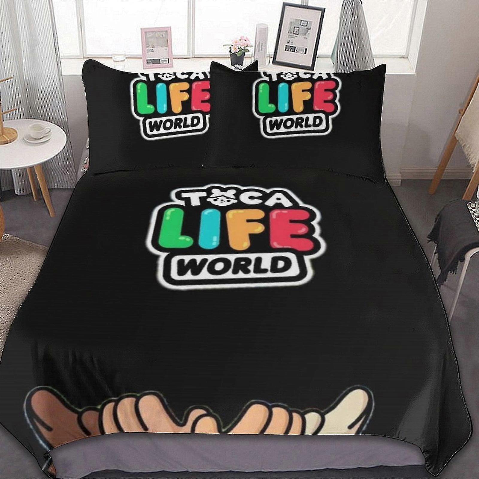 Conjuntos de Cama Confortáveis e Macios para Toca Life World, 3 Peças com 1 Capa de Edredom e 2 Fronhas, Presentes de Quarto Ideal