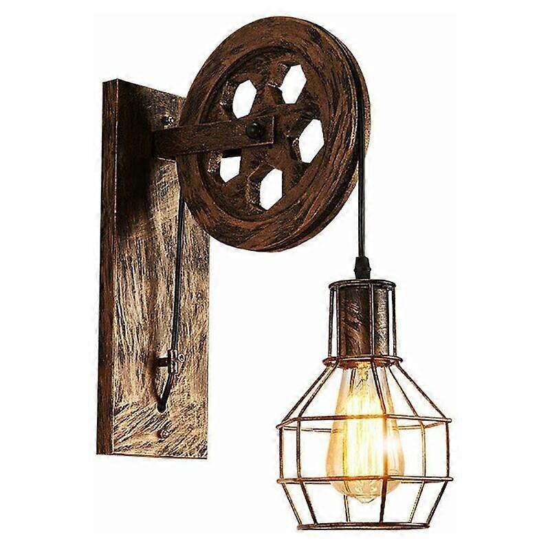 Industrial wall lamp, retro wall lamp with wheels for indoor use